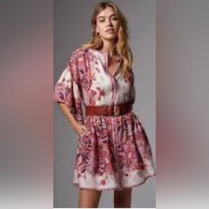 Anthropologie Flared Print Boho  Mini Dress Size Medium